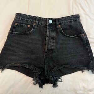 Zara High Waisted Black Jean Shorts